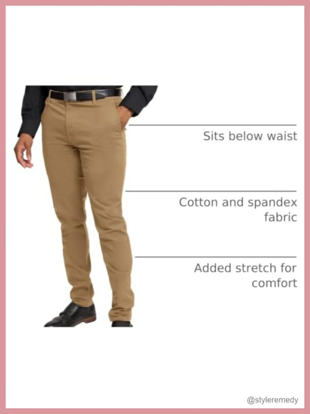 Men's Slim Fit Stretch Chino Pants Casual Tapered Leg Four Pocket